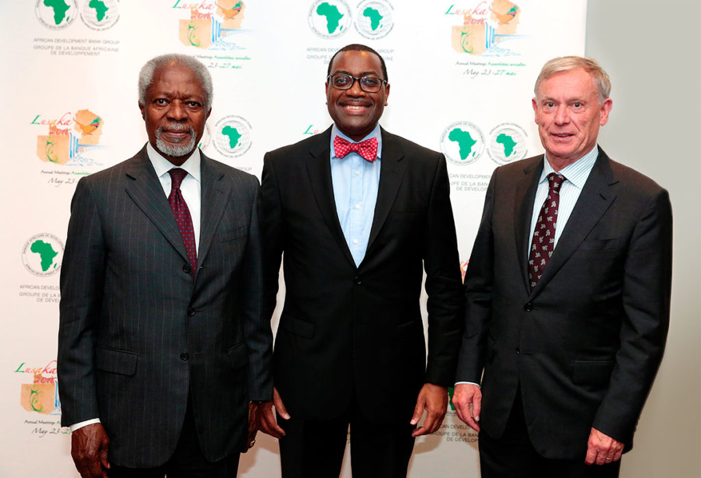 Der ehem. Generalsekretär der Vereinten Nationen Kofi Annan, Bundespräsident a.D. Horst Köhler und der Präsident der Afrikanischen Entwicklungsbank Akinwumi Adesina (Quelle: AfDB).